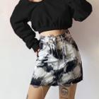 Dye Print Mini Denim Skirt