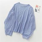 Long-sleeve Round Neck Striped Light Top