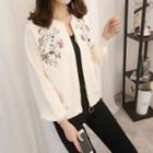 Embroidery Ring-accent Zip Cardigan
