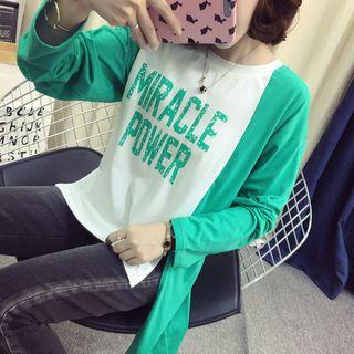 Long-sleeve Irregular Lettering T-shirt