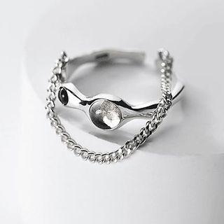 Chain Layered Open Ring 1 Pc - Silver - One Size