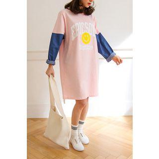 Color-block Lettering T-shirt Dress