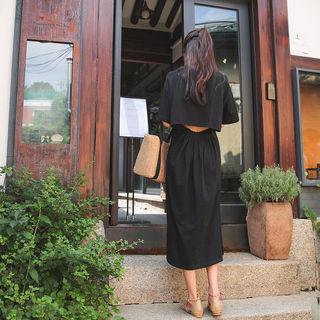 Slit-back Band-waist T-shirt Dress