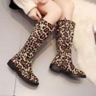 Leopard Print Flat Tall Boots
