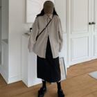 Plain Shirt Jacket / Slit Midi A-line Skirt