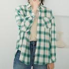 Plaid Pocket Detail Shirt Green - One Size