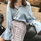 Trumpet-cuff Denim Shirt
