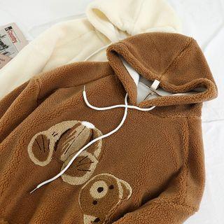 Bear Print Fleece Hoodie