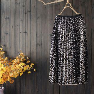 Leopard Pleated Midi Skirt Leopard - One Size