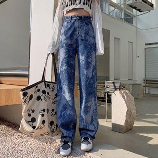 Mid Rise Loose Fit Print Jeans