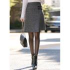 Belted A-line Plaid Skirt