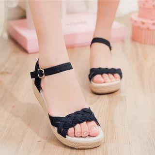 Woven Denim Platform Sandals