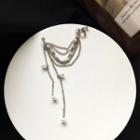 Faux Pearl Chain Fringed Drop Earring 1 Pc - Ear Stud & Clip On Earring - One Size