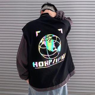 Mock Two Piece Printed Zip Jacket