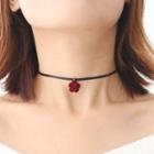 Rose Pendant Faux Leather Choker Rose - One Size