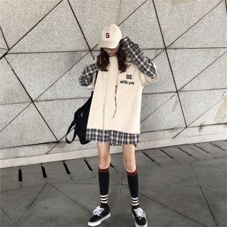 Lettering Mock Two-piece Hoodie Off White - One Size