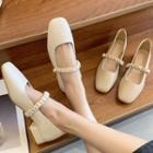 Low Heel Shirred Strap Mary Jane Shoes
