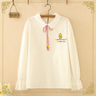 Cartoon Embroidered Blouse As Shown In Figure - One Size