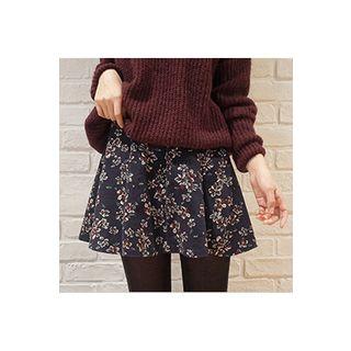 Floral Pattern Mini Flare Skirt