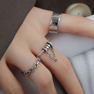 Chained / Polished Alloy Ring (various Designs) Silver - One Size