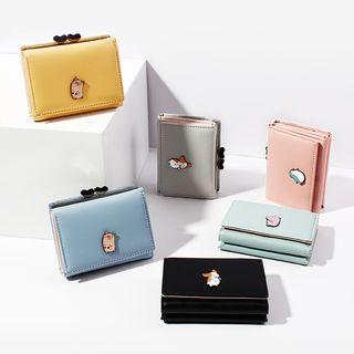 Faux Leather Animal Appliqued Tri-fold Wallet