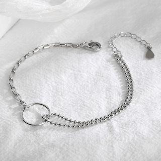 Alloy Asymmetric Layered Bracelet 1 Pc - Silver - One Size