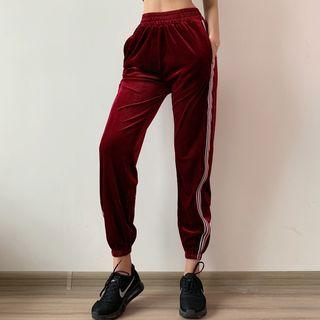 Striped Gather-cuff Sweatpants