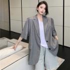 Elbow-sleeve Plain Blazer / Shorts / Short-sleeve T-shirt