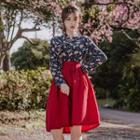 Modern Hanbok Set Floral Top & Midi Skirt