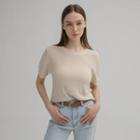 Plain Round-neck Waffle Knit Top