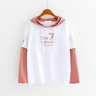 Embroidered Panel Long-sleeve Hoodie