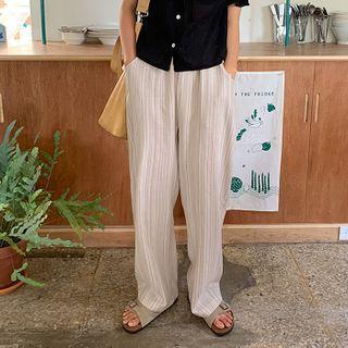 Band-waist Stripe Baggy Pants