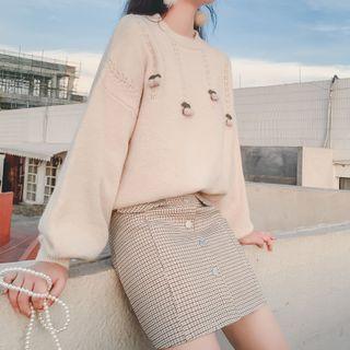 Mini Houndstooth Print A-line Skirt