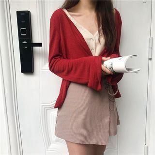 V-neck Tank Top / Checked Skort / Cardigan