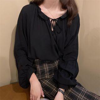 Tie Neck Blouse Black - One Size