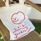 Lettering Canvas Zip Tote Bag