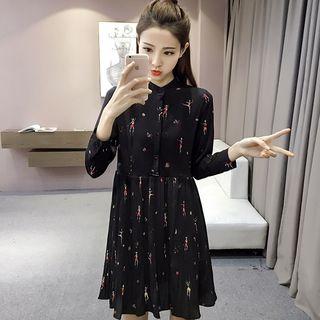 Long-sleeve Print Mini A-line Dress