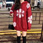 Christmas Flower Hooded Sweater Red - One Size
