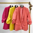 Ruched 3/4-sleeve Blazer