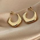 Geometric Polished Stainless Steel Open Hoop Earring 1 Pair - Light Gold - One Size