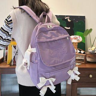 Bear Embroidered Bow Accent Backpack
