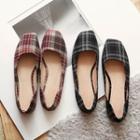 Plaid Square-toe Flats