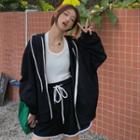 Contrast Trim Hooded Zip Jacket / Drawstring Sport Shorts