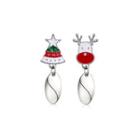 Cute Christmas Tree And Elk Asymmetric Earrings Silver - One Size