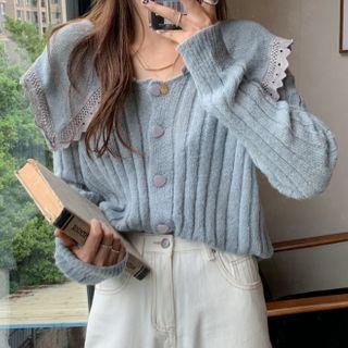 Lace Trim Collar Knit Cardigan