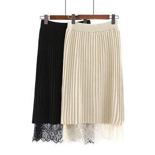 Two-way Lace Pleated Knit Skirt