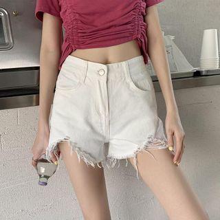 Frill Trim Denim Hot Pants