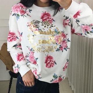 Drop-shoulder L Me-lettering Rosette Sweatshirt