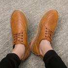 Faux-leather Lace-up Wingtip Oxfords