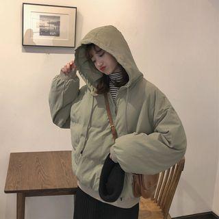 Striped Panel Hooded Padded Jacket